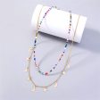 Blue & Red Acrylic Beaded Necklace & 18K Gold-Plated Celestial Pendant Necklace Set Online now