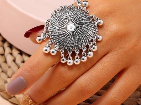 Silver-Plated Bead Tassel Adjustable Ring Online Sale