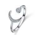 Sterling Silver Star & Moon Open Ring Supply