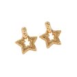 18K Gold-Plated Textured Star Drop Earrings For Sale