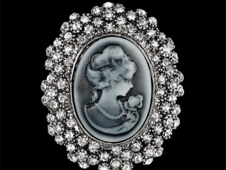 Cubic Zirconia & Silver-Plated Rilievo Lady Brooch Online Sale