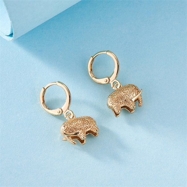 18K Gold-Plated Elephant Charm Huggie Earrings Supply