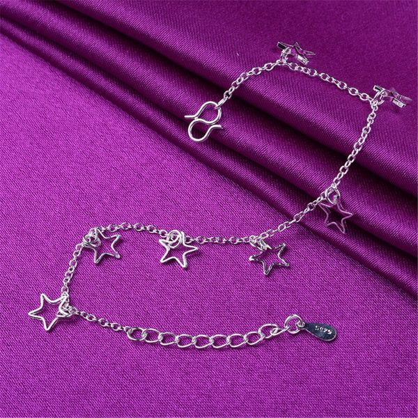 Silver-Plated Open Star Anklet For Discount