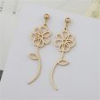 18K Gold-Plated Open Flower Drop Earrings on Sale