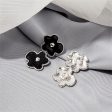 Black Enamel & Silver-Plated Floral Double-Bloom Dangle Earrings Sale