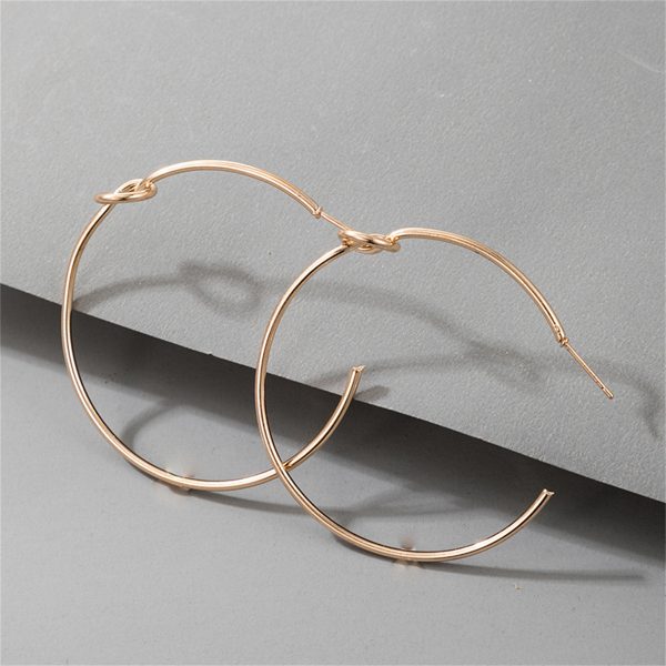 18K Gold-Plated Knot-Accent Thin Hoop Earrings on Sale