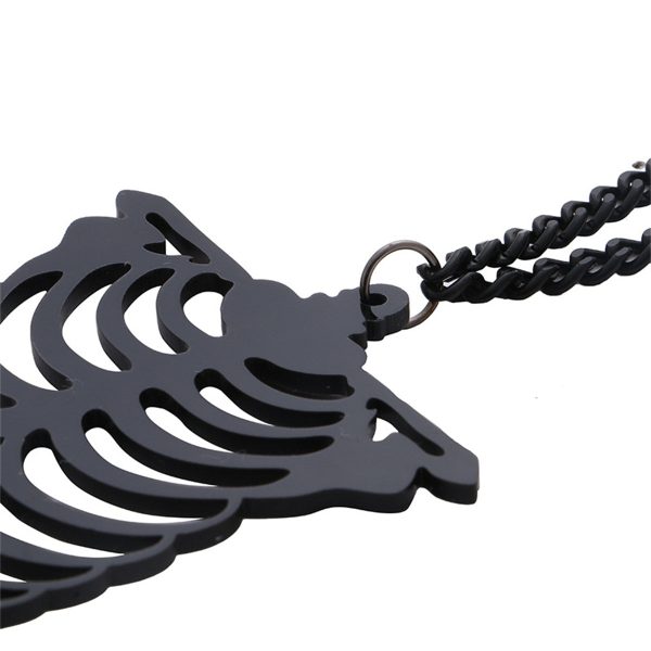 Black Ribcage Pendant Necklace Sale