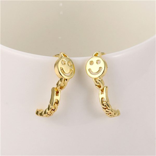 18K Gold-Plated Openwork Smile Huggie Earrings Cheap