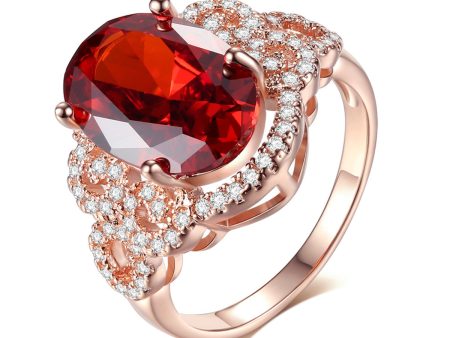 18K Rose Gold-Plated & Red Crystal Ring For Discount