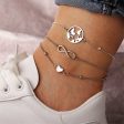 Silver-Plated Heart Infinity Anklet Set Fashion