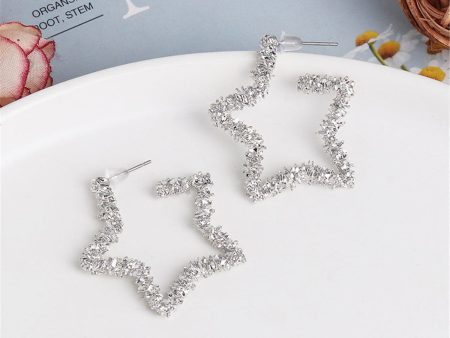 Silver-Plated Geometric Star Hoop Earrings Online Hot Sale