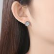 Black Crystal & Cubic Zirconia Round Stud Earrings Cheap