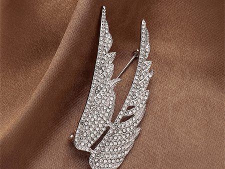 Cubic Zirconia & Silver-Plated Wings Brooch For Discount