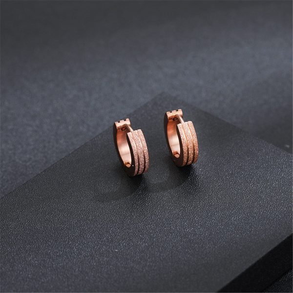 18K Rose Gold-Plated Frosted Huggie Earring Discount