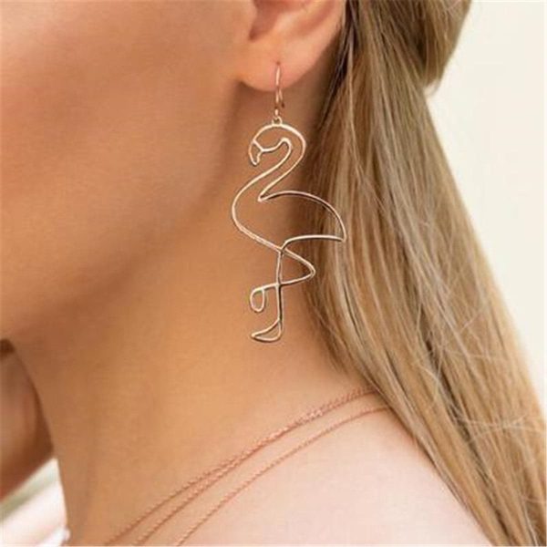 18K Gold-Plated Flamingo Drop Earrings Fashion