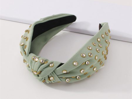 Grass Green & Cubic Zirconia Knot-Accent Hard Headband Online now