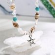 Blue & Silver-Plated Shell & Starfish Charm Anklet Online now