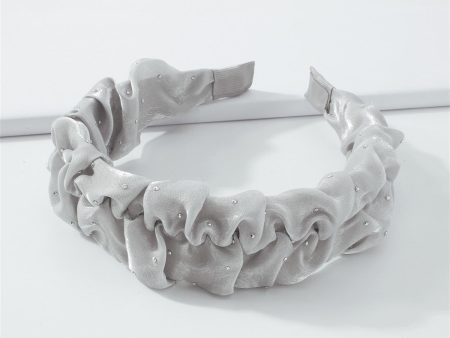 Cubic Zirconia & Gray Ruffled Hard Headband Online Sale