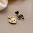 Black Crystal & 18K Gold-Plated Heart Drop Earrings Discount