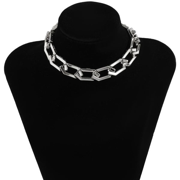 Silver-Plated Open Hexagon Choker Necklace Online Sale