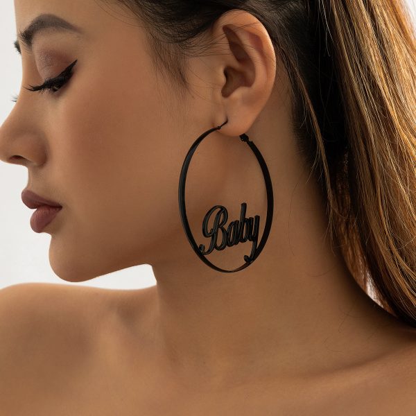 Black  Baby  Hoop Earrings Online Sale