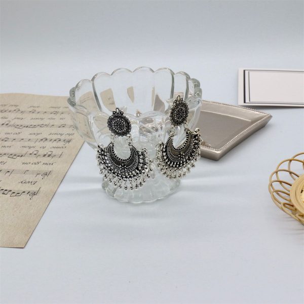 Silver-Plated Boho Intricate Drop Earrings For Discount