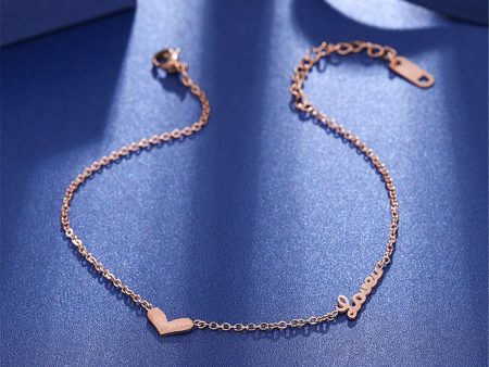 18K Rose Gold-Plated Heart  Love  Anklet For Sale