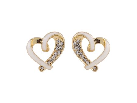 18K Gold-Plated & Cubic Zirconia Open Heart Stud Earring Hot on Sale