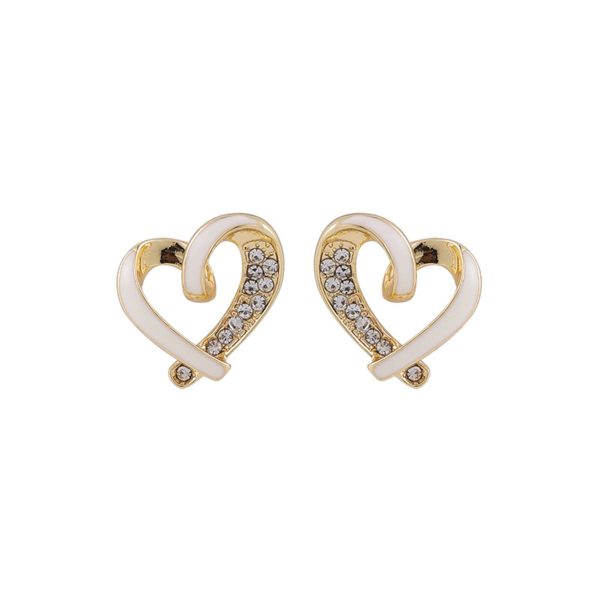 18K Gold-Plated & Cubic Zirconia Open Heart Stud Earring Hot on Sale