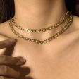 18K Gold-Plated Figaro Necklace - Set Of 2 Cheap