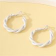 White Enamel Twine Hoop Earrings Hot on Sale