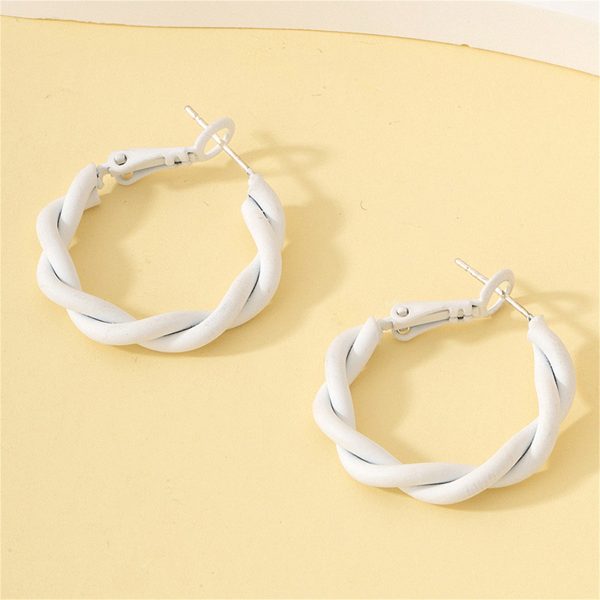 White Enamel Twine Hoop Earrings Hot on Sale