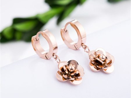 18K Rose Gold-Plated Camellia Drop Earring Sale