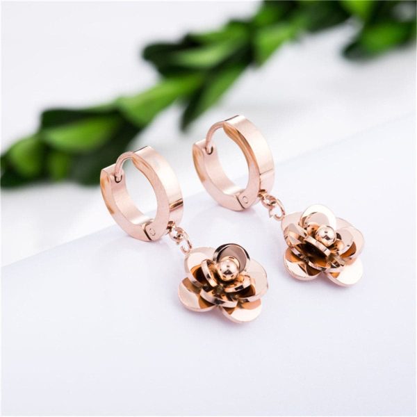 18K Rose Gold-Plated Camellia Drop Earring Sale