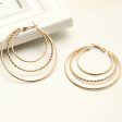 18K Gold-Plated Tri-Circle Hoop Earrings For Cheap