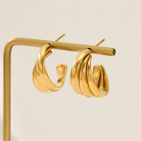 18K Gold-Plated Stacked Hoop Huggie Earrings on Sale