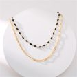 Black Acrylic & 18K Gold-Plated Layered Chain Necklace For Sale