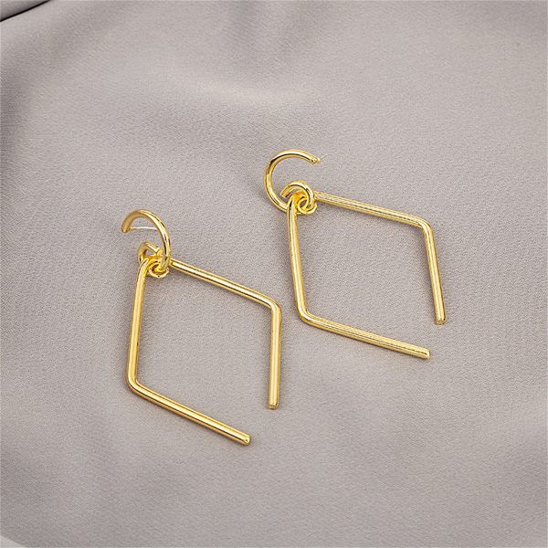 18K Gold-Plated Open-Rhombus Drop Earrings Online Hot Sale