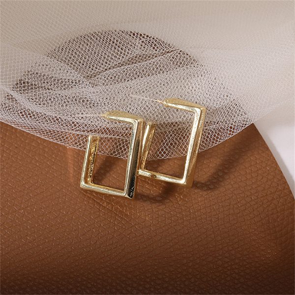 18K Gold-Plated Square Huggie Earrings Hot on Sale