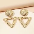 18K Gold-Plated Textured Open Triangle Drop Earrings For Discount