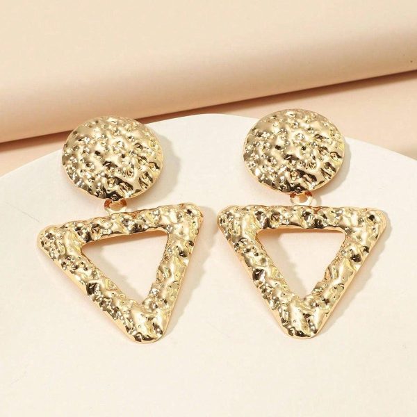 18K Gold-Plated Textured Open Triangle Drop Earrings For Discount