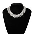 Silver-Plated Five-Row Chain Link Choker Necklace on Sale