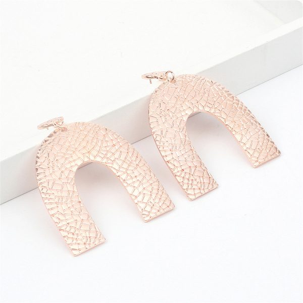 18K Rose Gold-Plated Pebbled Arc Drop Earrings For Cheap