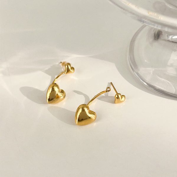 18K Gold-Plated Heart Ear Jackets Online Hot Sale