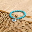 Turquoise & Silver-Plated Eye Charm Beaded Stretch Bracelet Online now