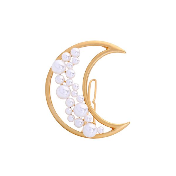 Pearl & 18K Gold-Plated Moon Hair Clip For Discount