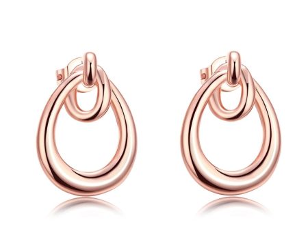 18K Rose Gold-Plated Interlocking Hoop Stud Earrings Hot on Sale