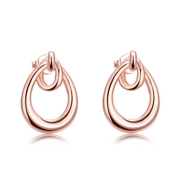 18K Rose Gold-Plated Interlocking Hoop Stud Earrings Hot on Sale