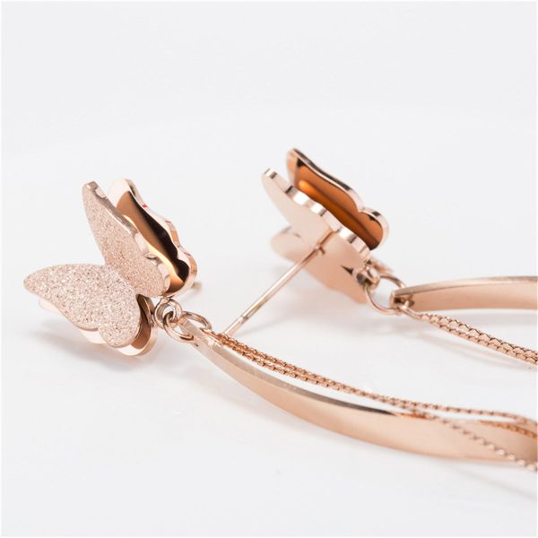 18K Rose Gold-Plated Butterfly Tassel Drop Earrings Online Sale