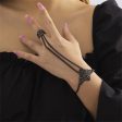 Black-Plated Crown Wrist-To-Ring Bracelet Online Sale